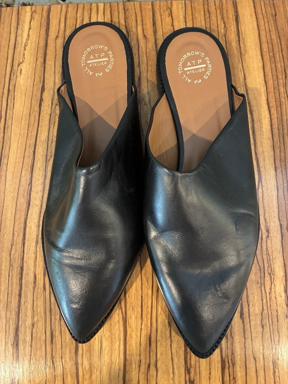 ATP Atelier All Tomorrow's Parties Black Leather Anzi Mules Size 41 / 10 US